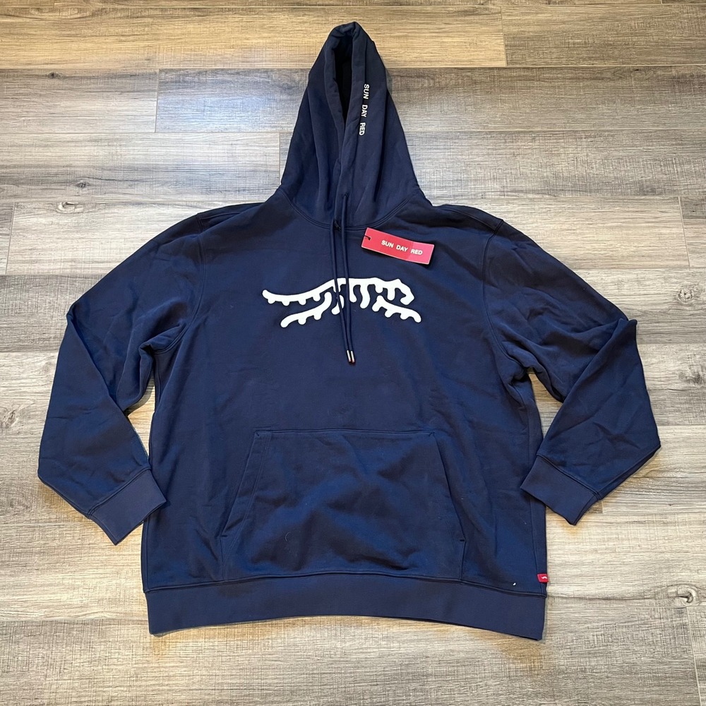 Sun Day Red Icon Hood Navy Blazer Tiger Logo Hoodie CMF0072 Mens 2XL NEW